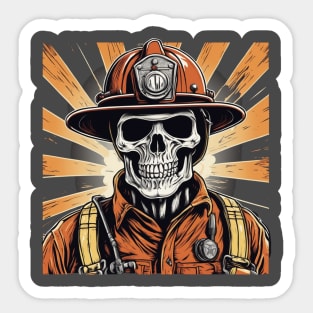 Skeleton fireman retro halloween design Sticker